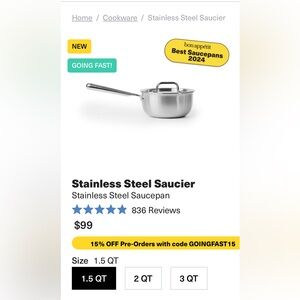 NIB New Misen 1.5 Quart Saucier Unopened